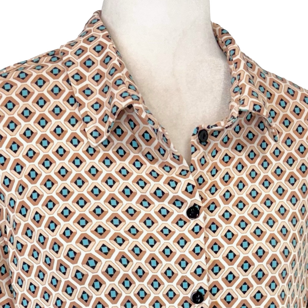 Esqualo tan geometric print shirt